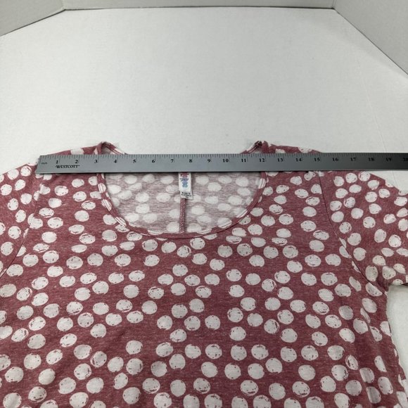 LuLaRoe Women's Size XS Short Sleeve Top Polka Dot Brown White Preowned - Picture 7 of 12